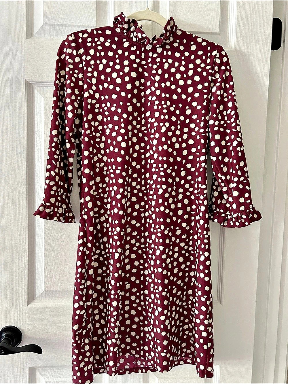 Jude Connally Mini Dress in Burgundy & Cream Small Like New